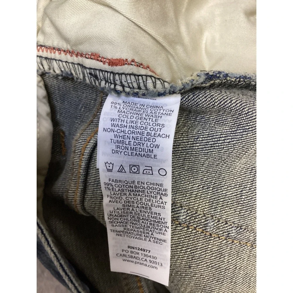 Prana Axiom Jean Mens 30x30 Antique Stone Wash Organic Cotton Stretch Denim NEW.
